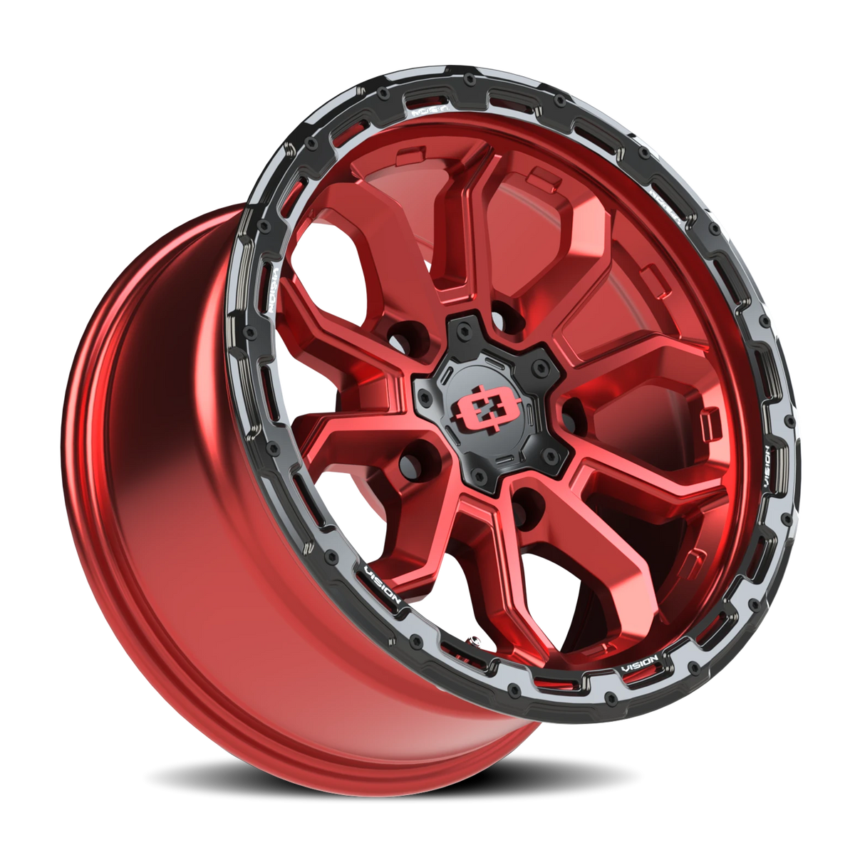 Vision Wheel 405 Gloss Red w/Gloss Black Lip 17x9 +12 5x139.7mm 108mm - Wheelwiz