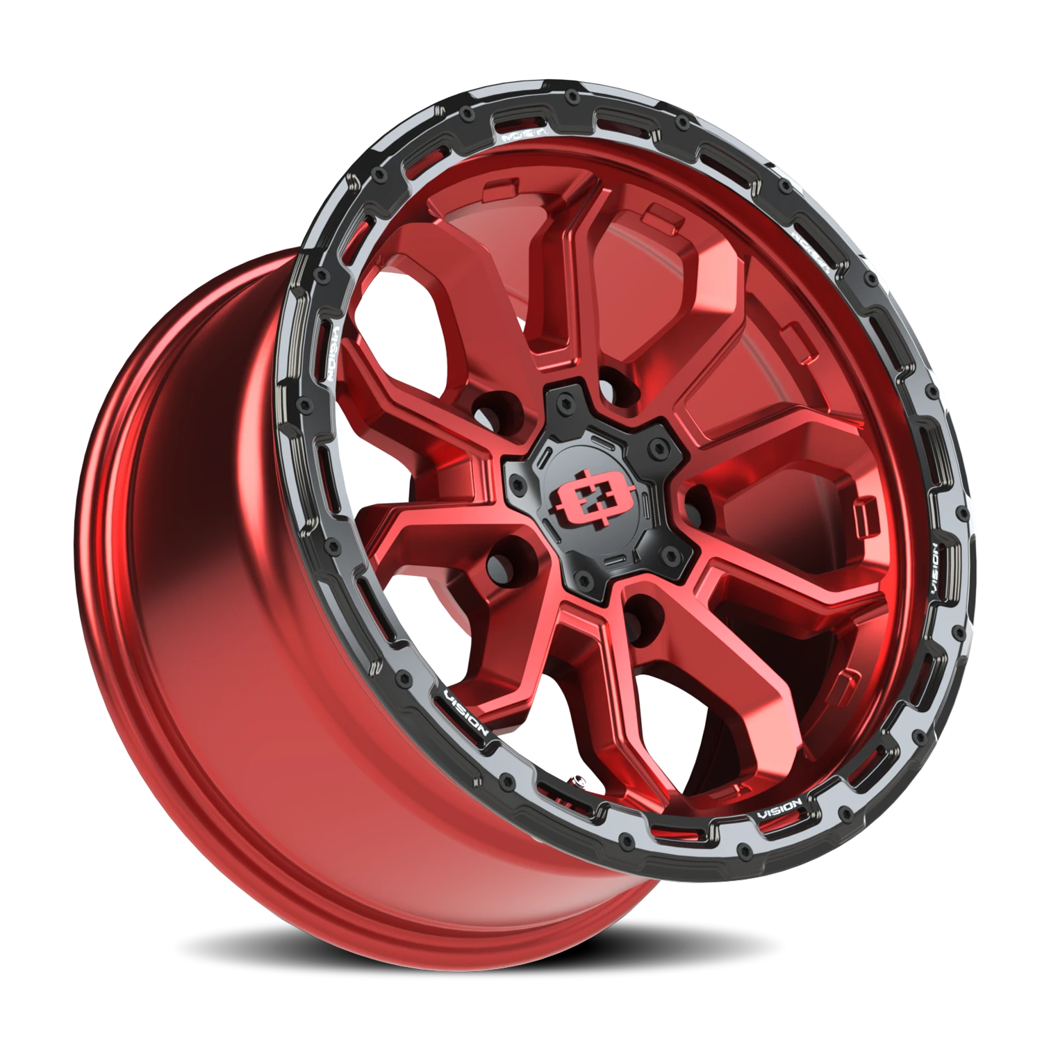 Vision Wheel 405 Gloss Red w/Gloss Black Lip 17x9 +12 5x139.7mm 108mm - Wheelwiz