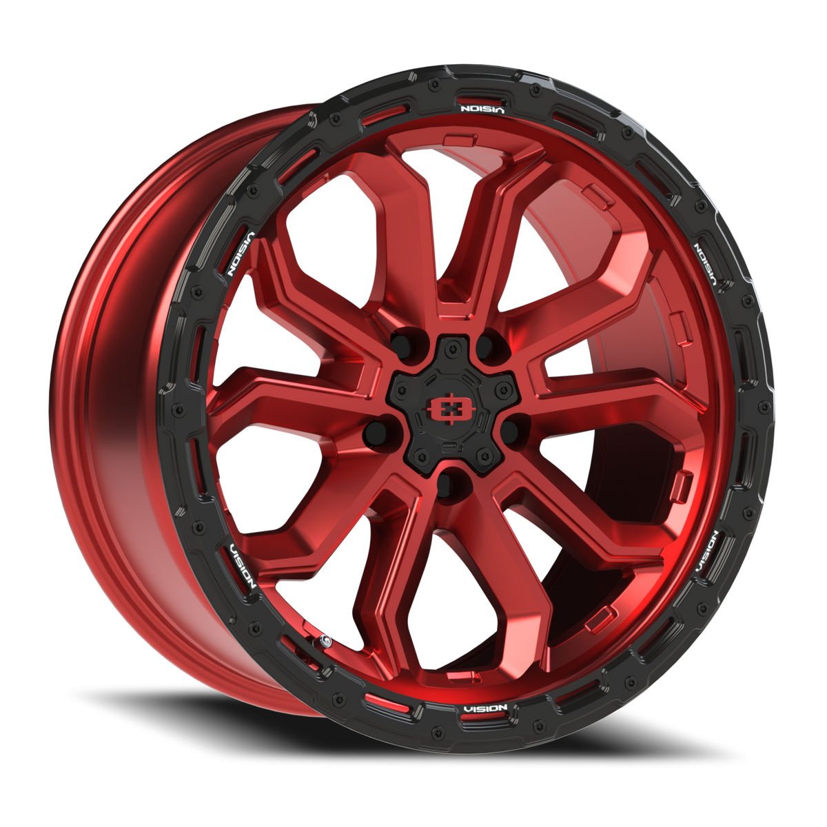 Vision Wheel 405 Gloss Red w/Gloss Black Lip 18x9 -12 5x127mm 78.1mm - Wheelwiz
