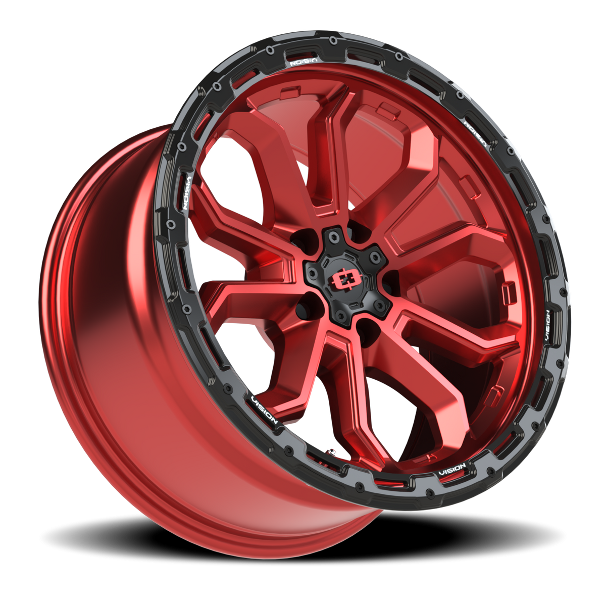 Vision Wheel 405 Gloss Red w/Gloss Black Lip 18x9 -12 5x127mm 78.1mm - Wheelwiz