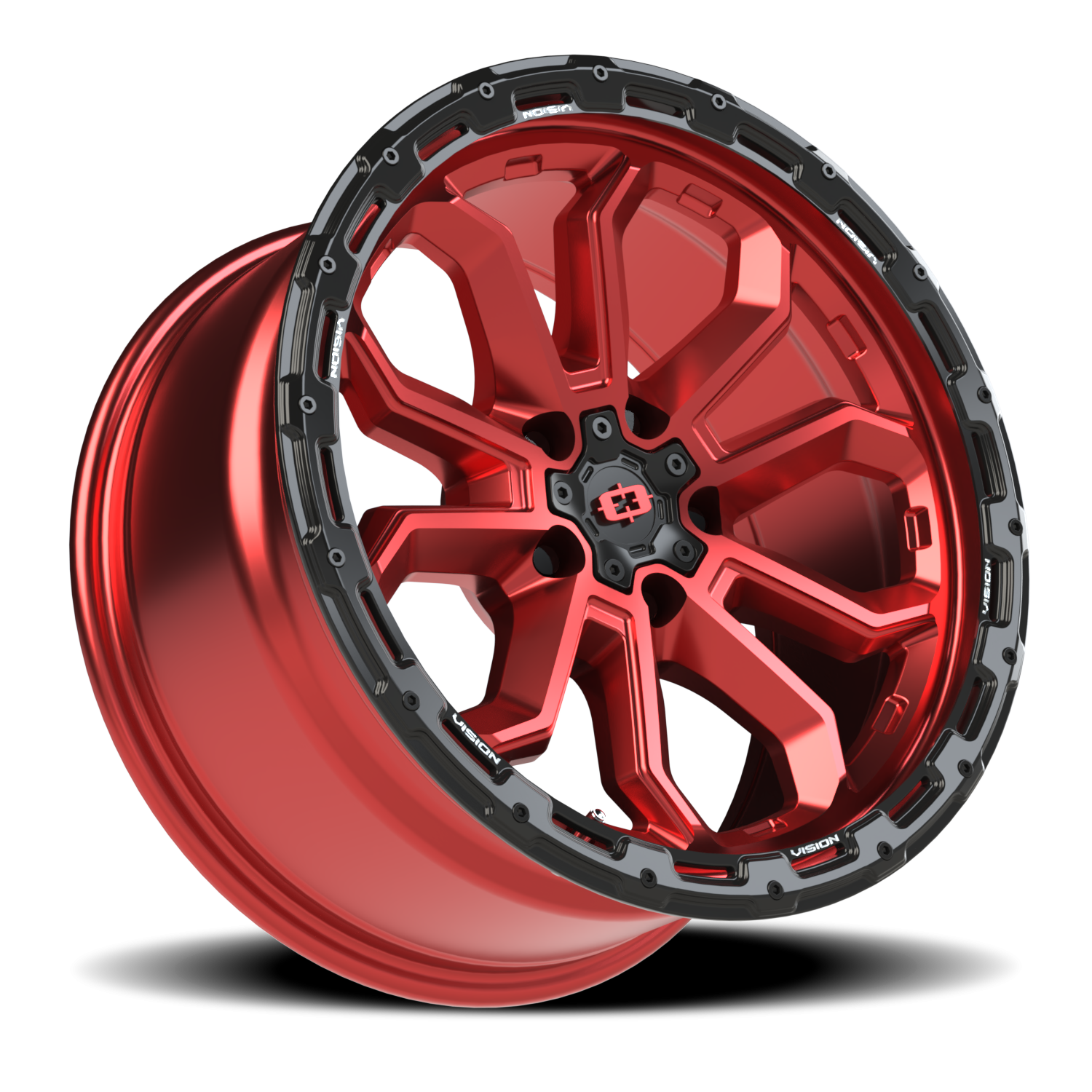 Vision Wheel 405 Gloss Red w/Gloss Black Lip 18x9 +12 5x139.7mm 108mm - Wheelwiz