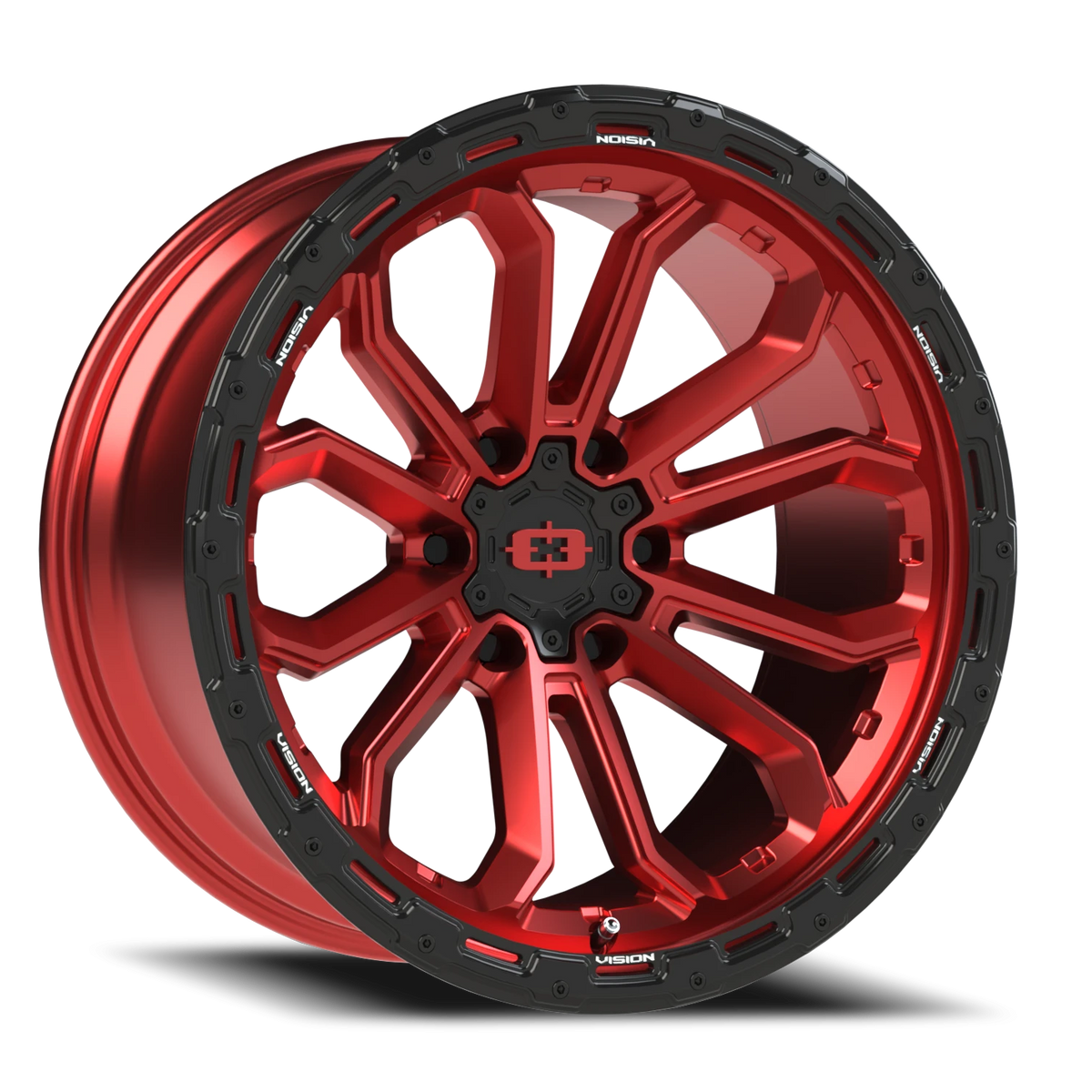 Vision Wheel 405 Gloss Red w/Gloss Black Lip 20x10 -25 6x139.7mm 106.2mm - Wheelwiz