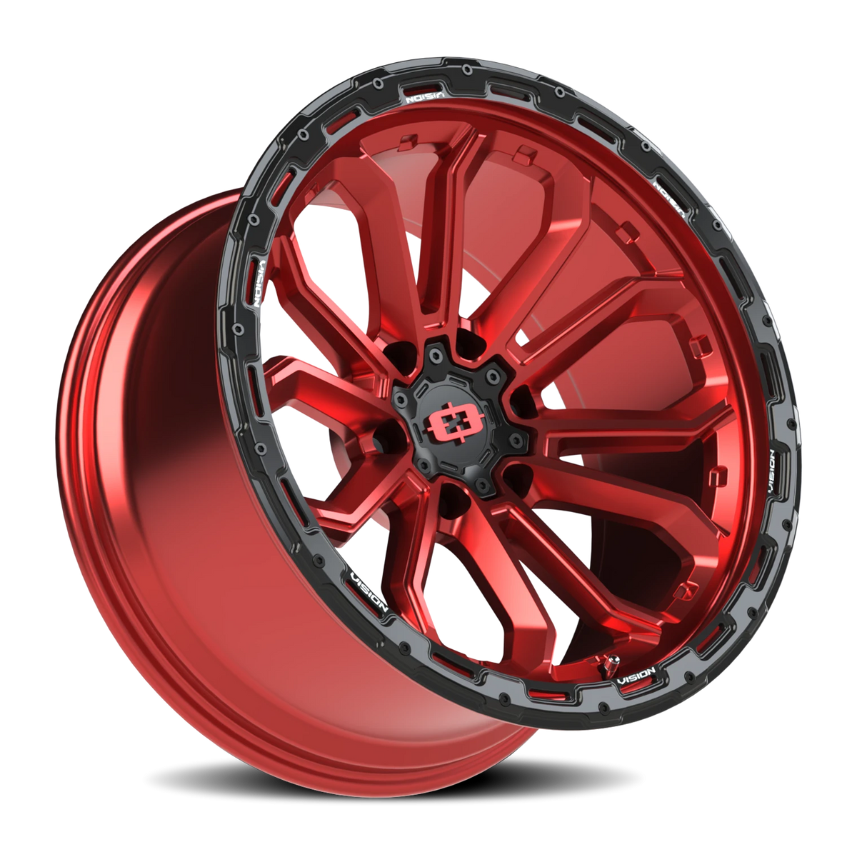 Vision Wheel 405 Gloss Red w/Gloss Black Lip 20x10 -25 6x139.7mm 106.2mm - Wheelwiz