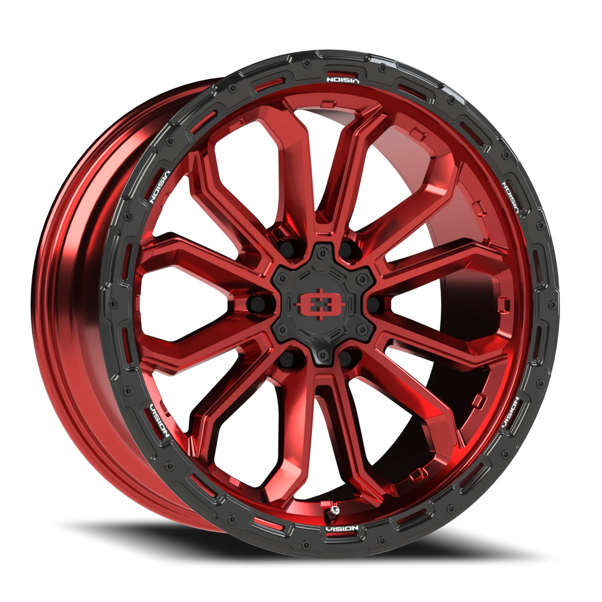 Vision Wheel 405 Gloss Red w/Gloss Black Lip 20x9 +12 6x139.7mm 106.2mm - Wheelwiz