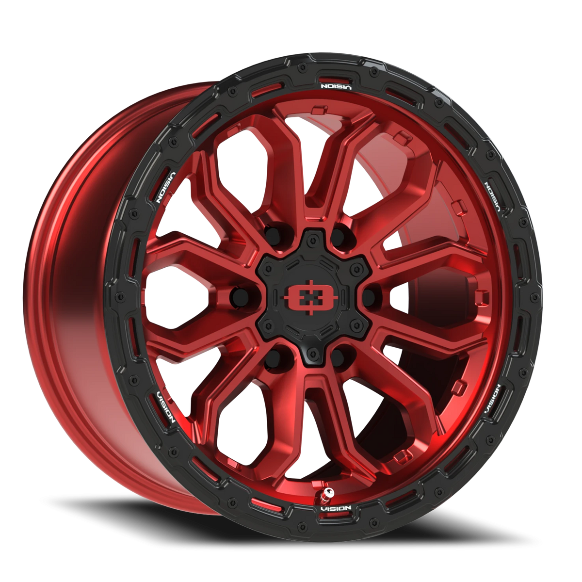 Vision Wheel 405 Gloss Red w/Gloss Black Lip 17x9 -12 6x139.7mm 106.2mm - Wheelwiz