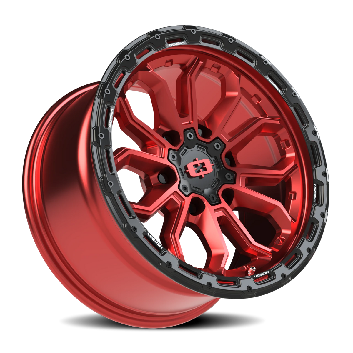 Vision Wheel 405 Gloss Red w/Gloss Black Lip 17x9 -12 6x139.7mm 106.2mm - Wheelwiz