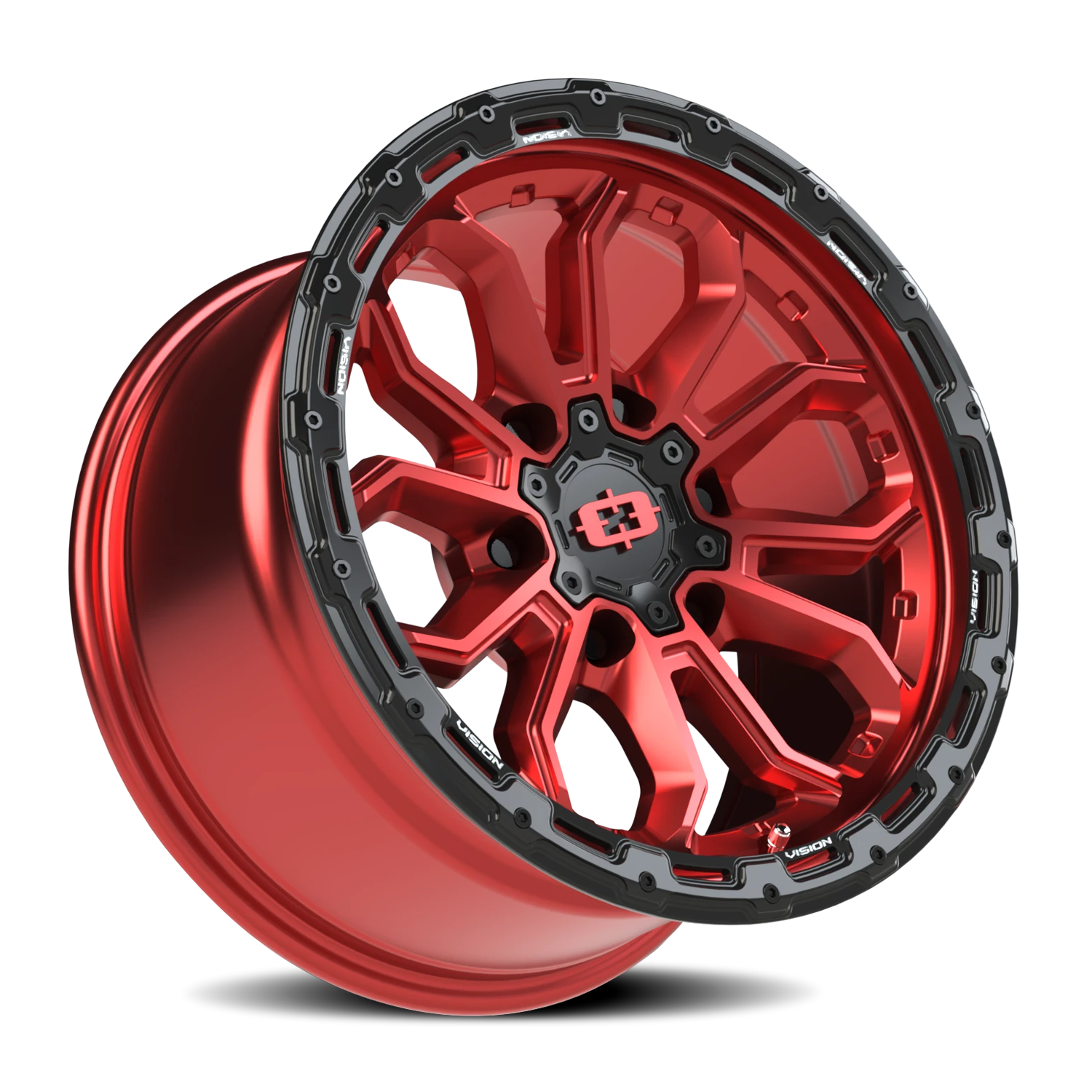 Vision Wheel 405 Gloss Red w/Gloss Black Lip 17x9 -12 6x139.7mm 106.2mm - Wheelwiz