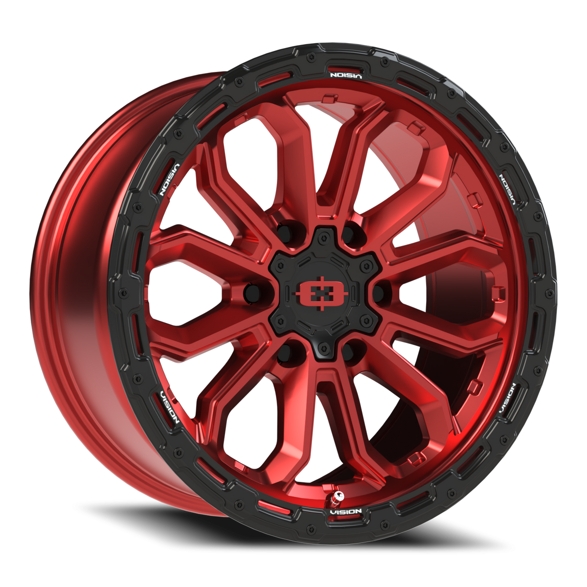 Vision Wheel 405 Gloss Red w/Gloss Black Lip 18x9 +12 6x139.7mm 106.2mm - Wheelwiz