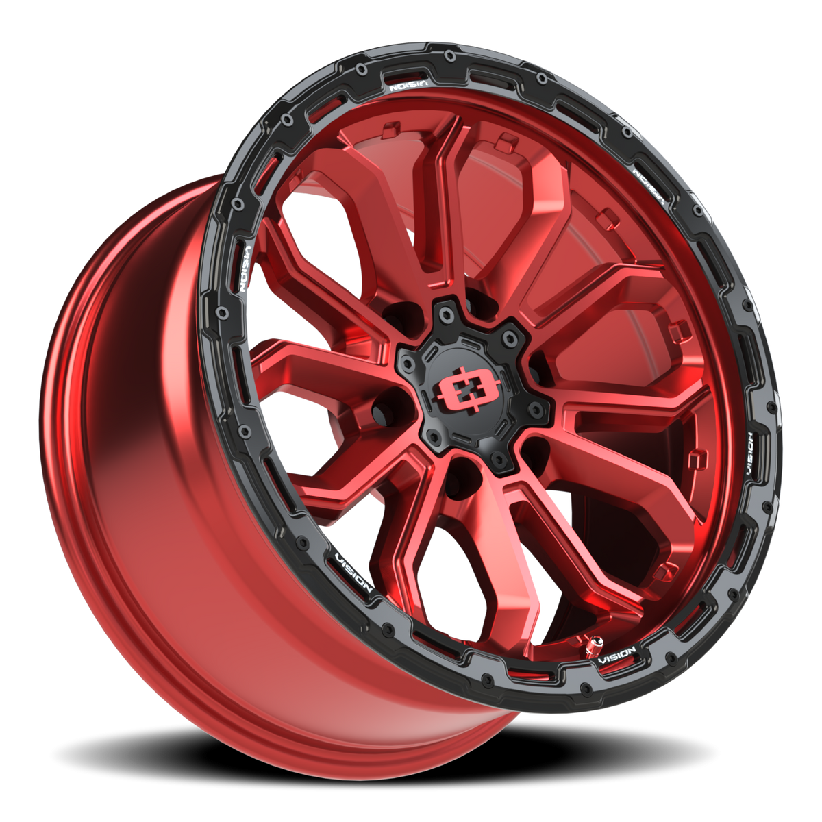 Vision Wheel 405 Gloss Red w/Gloss Black Lip 18x9 +12 6x139.7mm 106.2mm - Wheelwiz