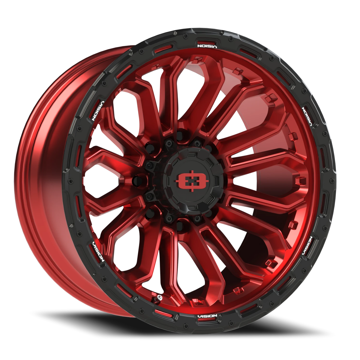 Vision Wheel 405 Gloss Red w/Gloss Black Lip 20x10 -25 8x165.1mm 125.2mm - Wheelwiz