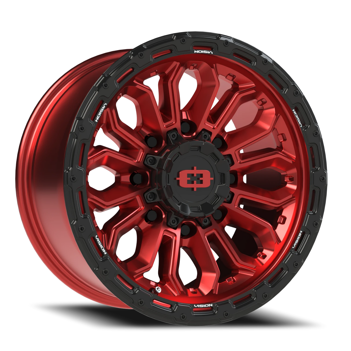 Vision Wheel 405 Gloss Red w/Gloss Black Lip 17x9 +12 8x170mm 125.2mm - Wheelwiz
