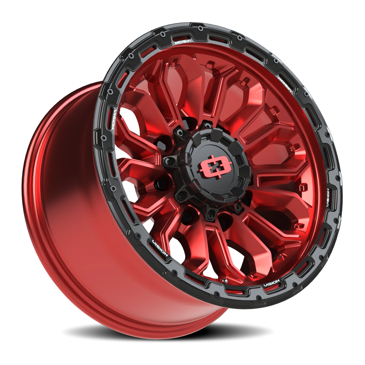 Vision Wheel 405 Gloss Red w/Gloss Black Lip 17x9 +12 8x170mm 125.2mm - Wheelwiz