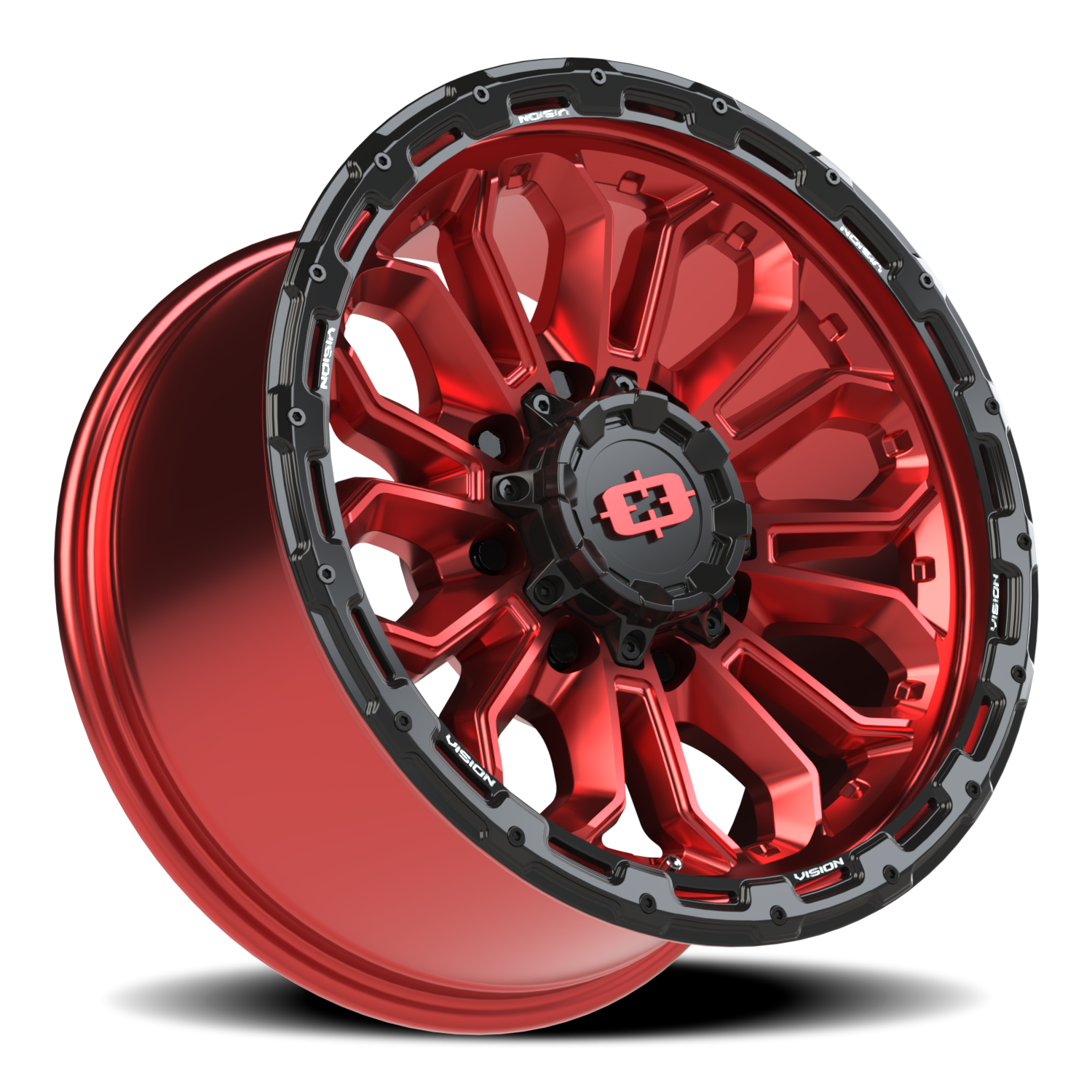 Vision Wheel 405 Gloss Red w/Gloss Black Lip 18x9 -12 8x170mm 125.2mm - Wheelwiz
