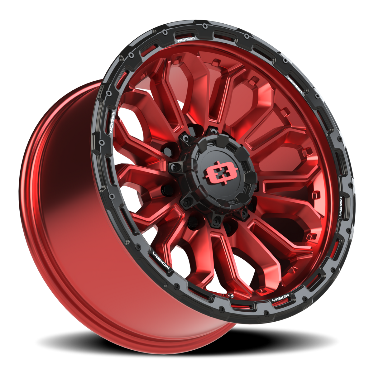 Vision Wheel 405 Gloss Red w/Gloss Black Lip 18x9 +12 8x165.1mm 125.2mm - Wheelwiz
