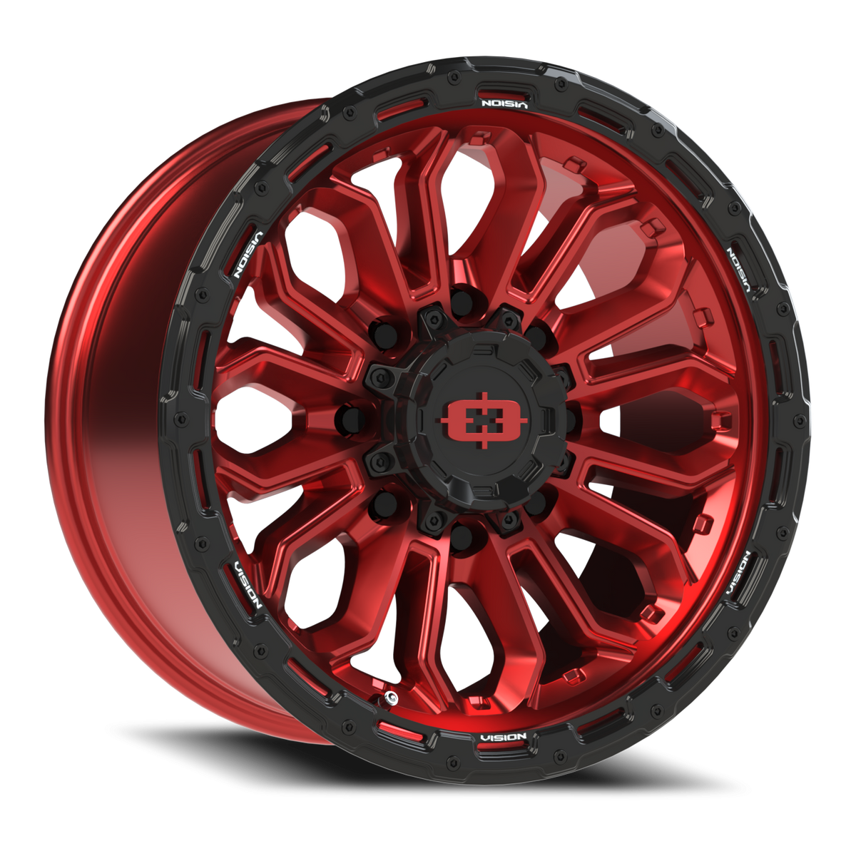 Vision Wheel 405 Gloss Red w/Gloss Black Lip 18x9 +12 8x180mm 124.2mm - Wheelwiz