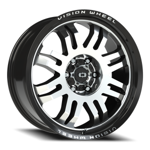 Vision Wheel 409 Gloss Black Machined Face 20x9 +12 6x139.7mm 110mm - Wheelwiz
