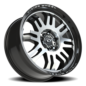 Vision Wheel 409 Gloss Black Machined Face 20x9 +12 6x139.7mm 110mm - Wheelwiz