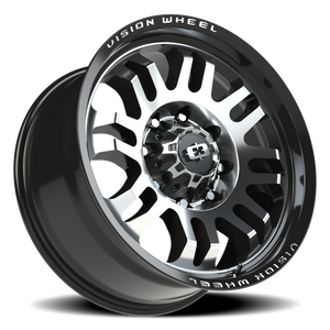 Vision Wheel 409 Gloss Black Machined Face 20x9.5 +12 8x165.1mm 125.1mm - Wheelwiz