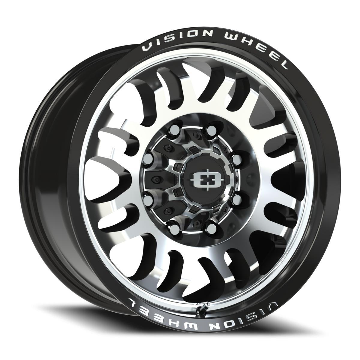 Vision Wheel 409 Gloss Black Machined Face 18x9 +12 8x180mm 124.1mm - Wheelwiz