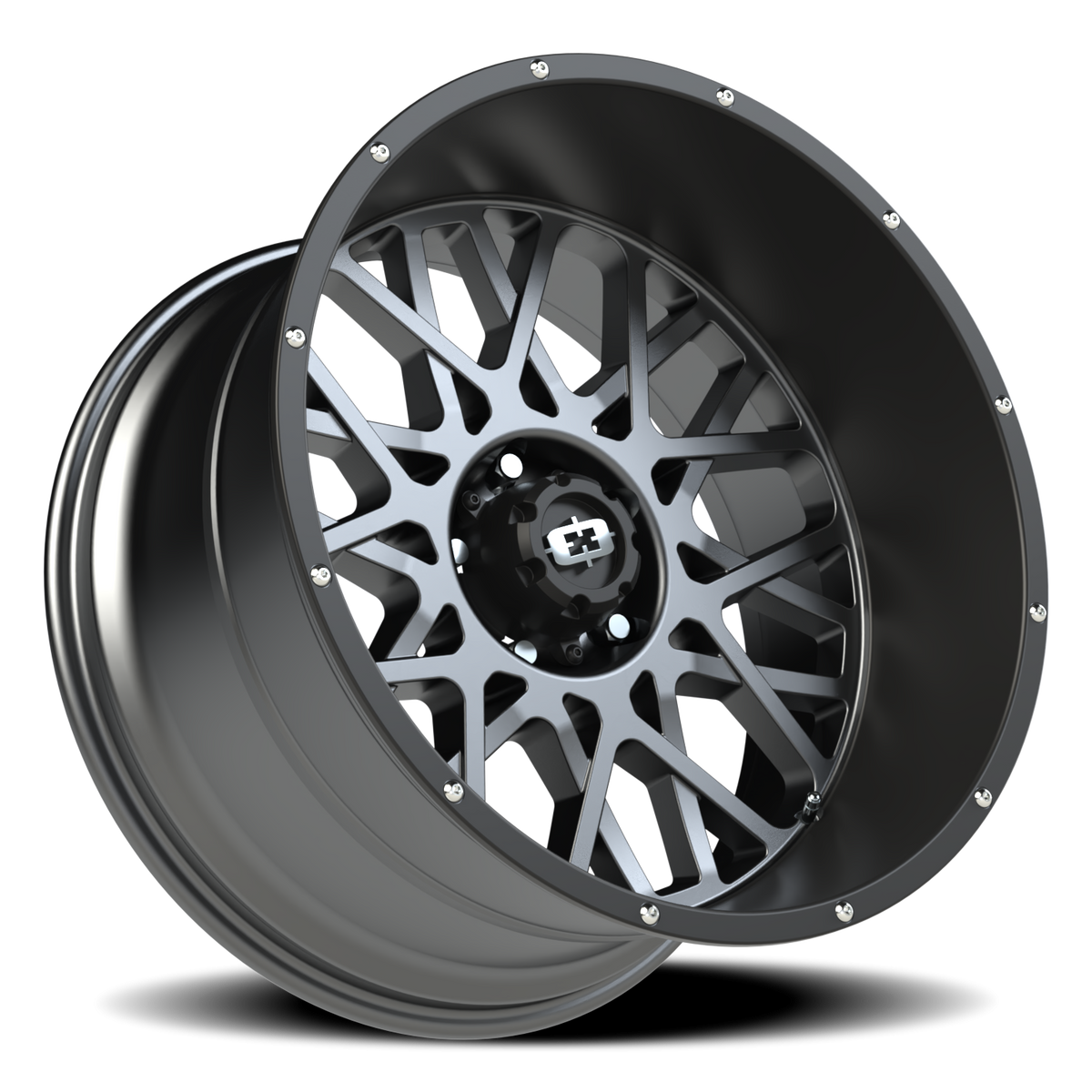 Vision Wheel 412 Anthracite with Satin Black Lip 22x12 -51 5x139.7mm 108mm - Wheelwiz