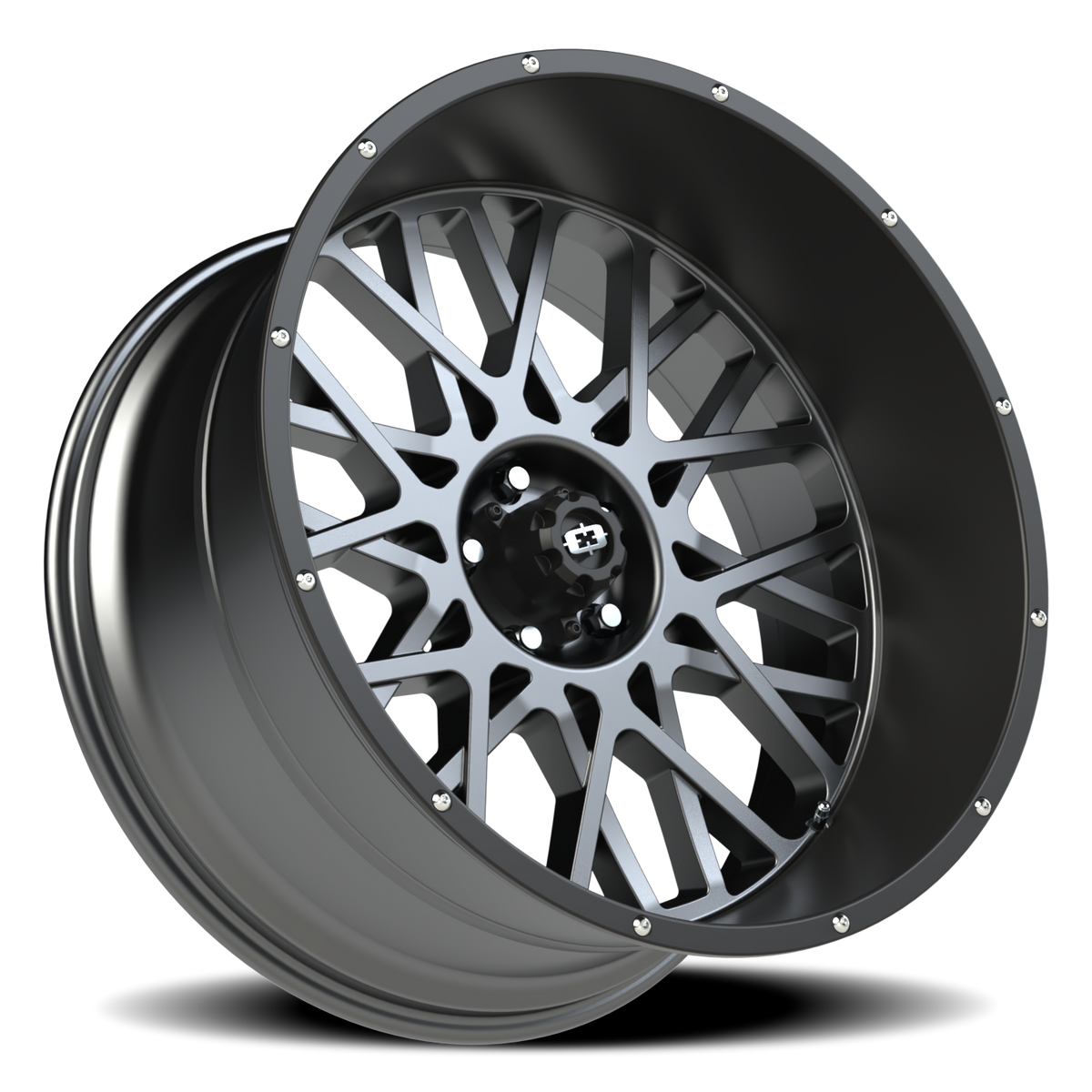 Vision Wheel 412 Anthracite with Satin Black Lip 24x12 -51 5x139.7mm 108mm - Wheelwiz