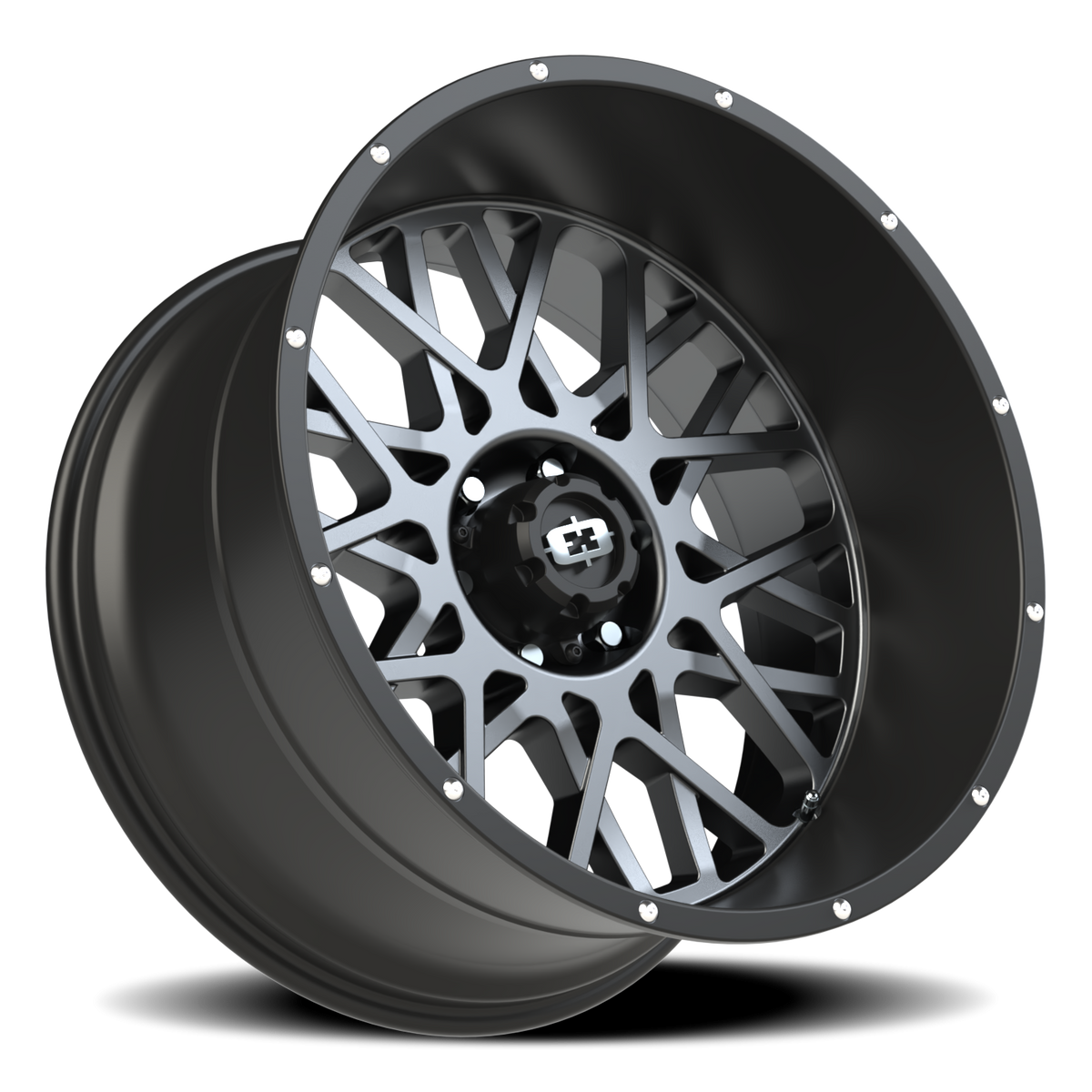 Vision Wheel 412 Anthracite with Satin Black Lip 22x12 -51 6x139.7mm 106.2mm - Wheelwiz