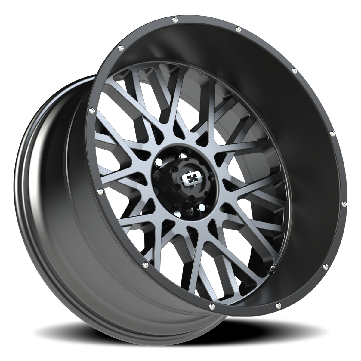Vision Wheel 412 Anthracite with Satin Black Lip 24x12 -51 6x139.7mm 106.2mm - Wheelwiz