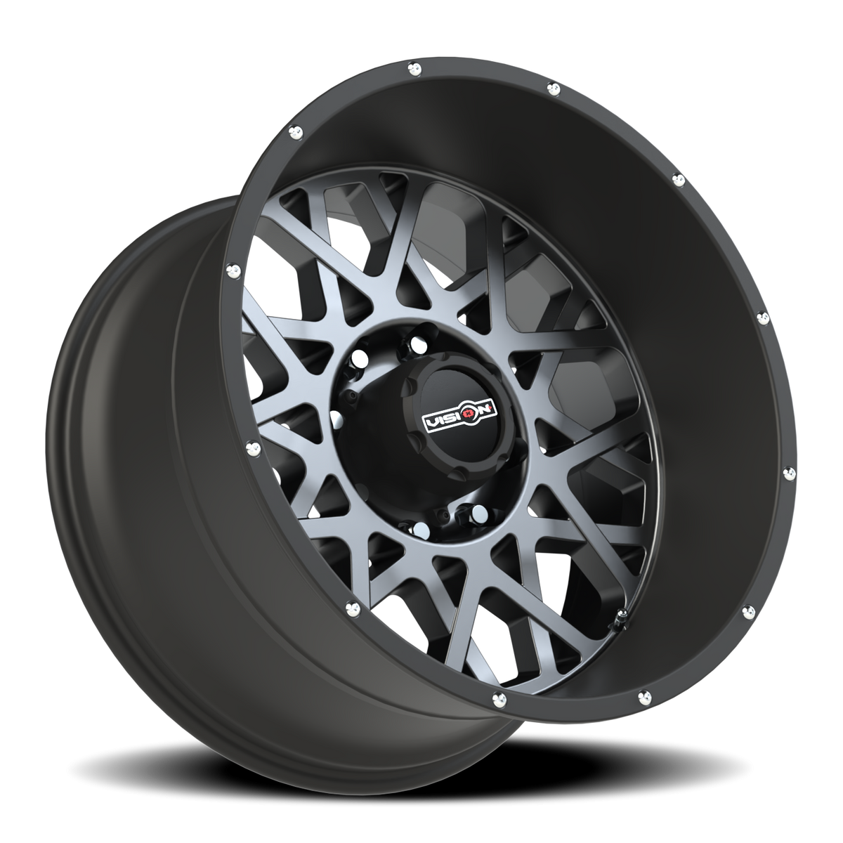 Vision Wheel 412 Anthracite with Satin Black Lip 22x12 -51 8x170mm 125.2mm - Wheelwiz