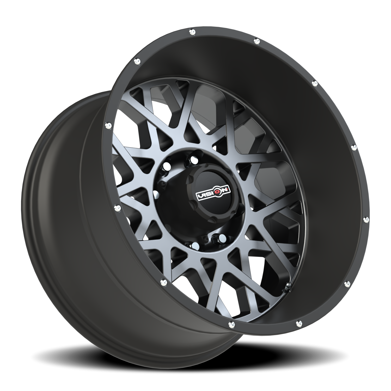 Vision Wheel 412 Anthracite with Satin Black Lip 22x12 -51 8x180mm 124.2mm - Wheelwiz