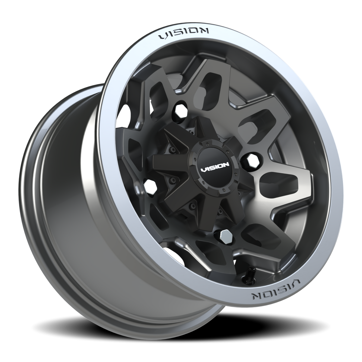 Vision Wheel 416 Gunmetal 12x7 +3 4x100mm 69.9mm - Wheelwiz