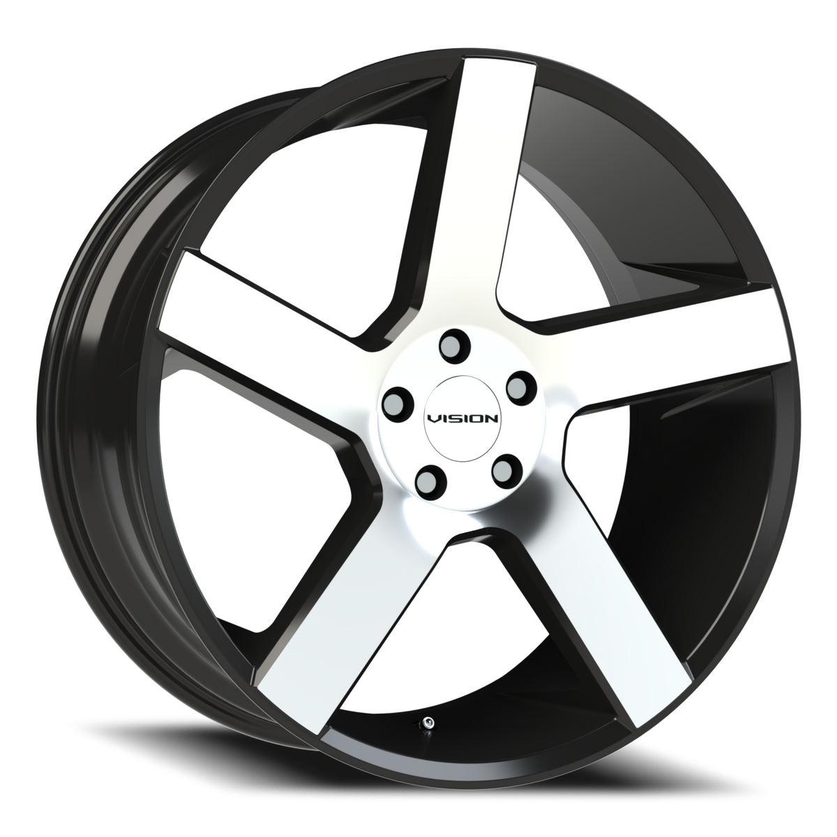 Vision Wheel 472V Gloss Black Machined Face 22x9.5 +8 5x115mm 74.1mm - Wheelwiz