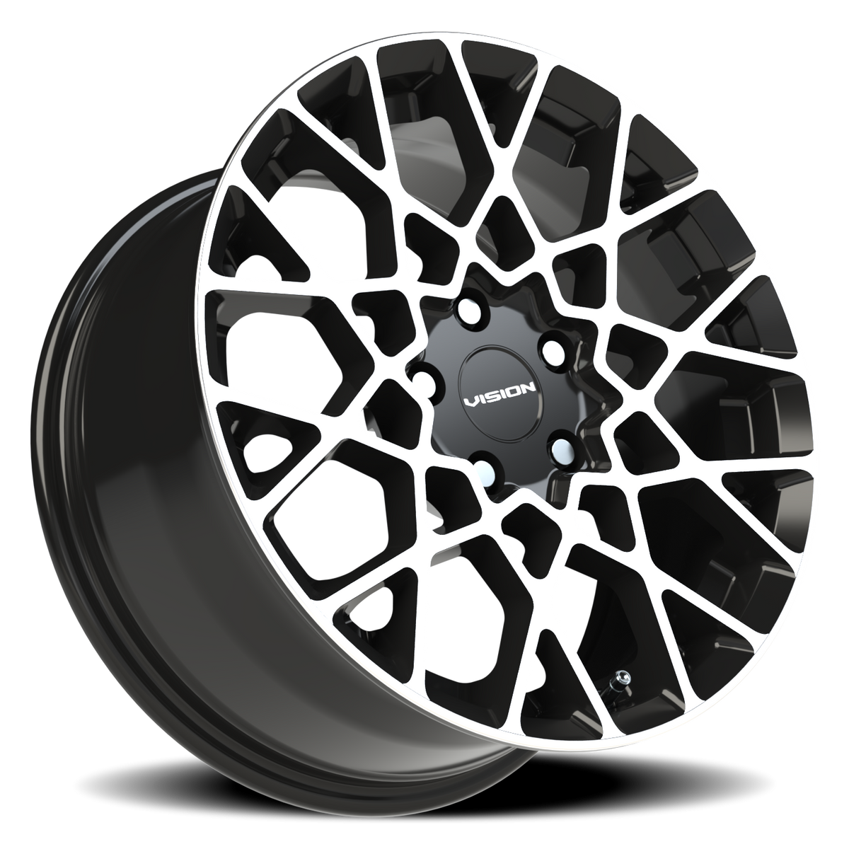 Vision Wheel 474 Gloss Black Machined Face 17x8 +38 5x112mm 73.1mm - Wheelwiz