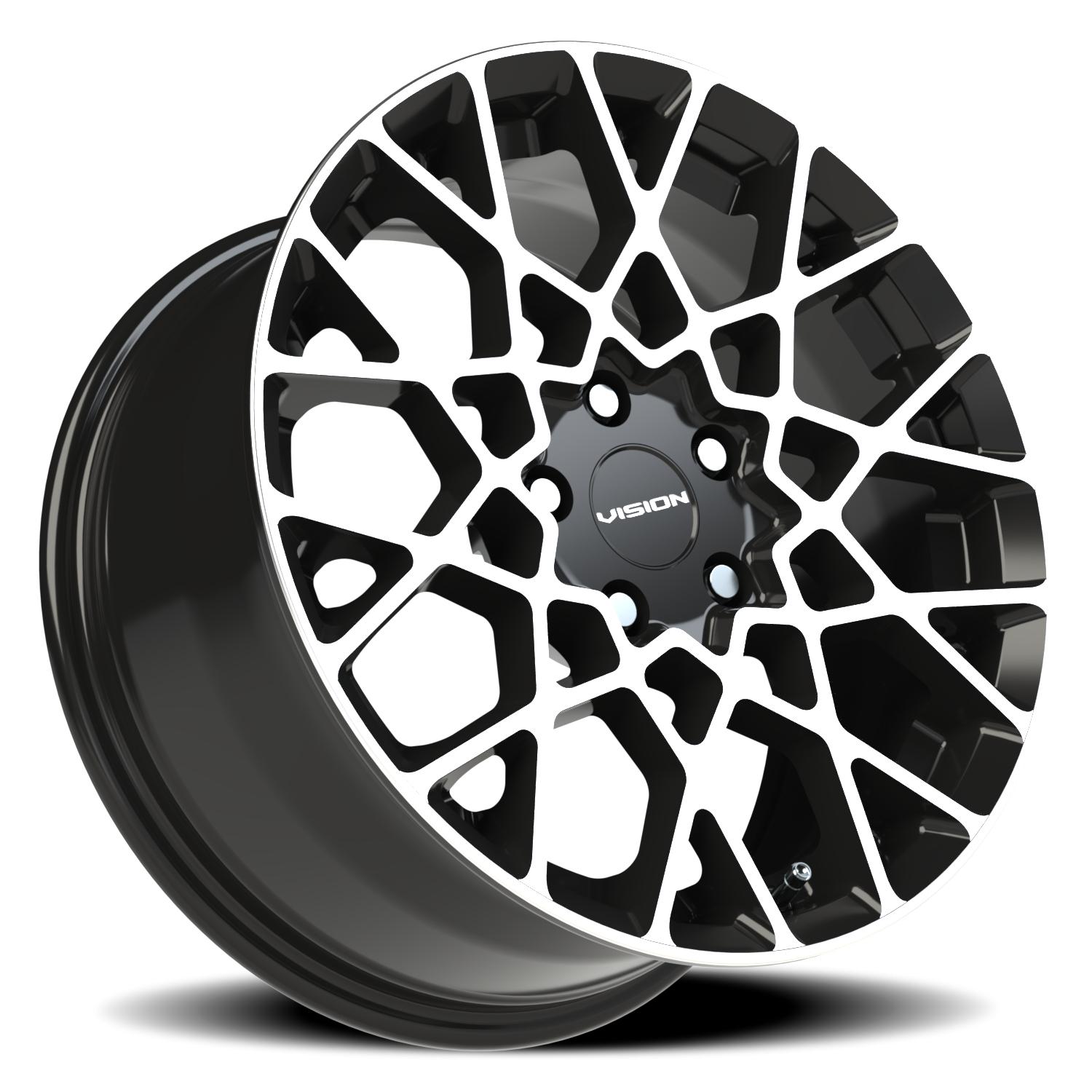 Vision Wheel 474 Gloss Black Machined Face 17x8 +38 5x112mm 73.1mm - Wheelwiz
