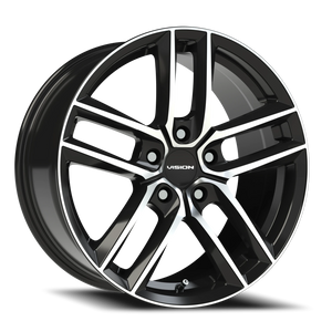 Vision Wheel 475V Gloss Black Machined Face 18x8.5 +12 5x114.3mm 73.1mm - Wheelwiz