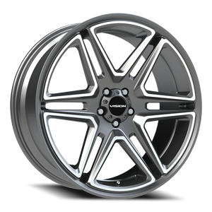 Vision Wheel 476 Gunmetal Machined Face 22x9.5 +8 5x115mm 74.1mm - Wheelwiz