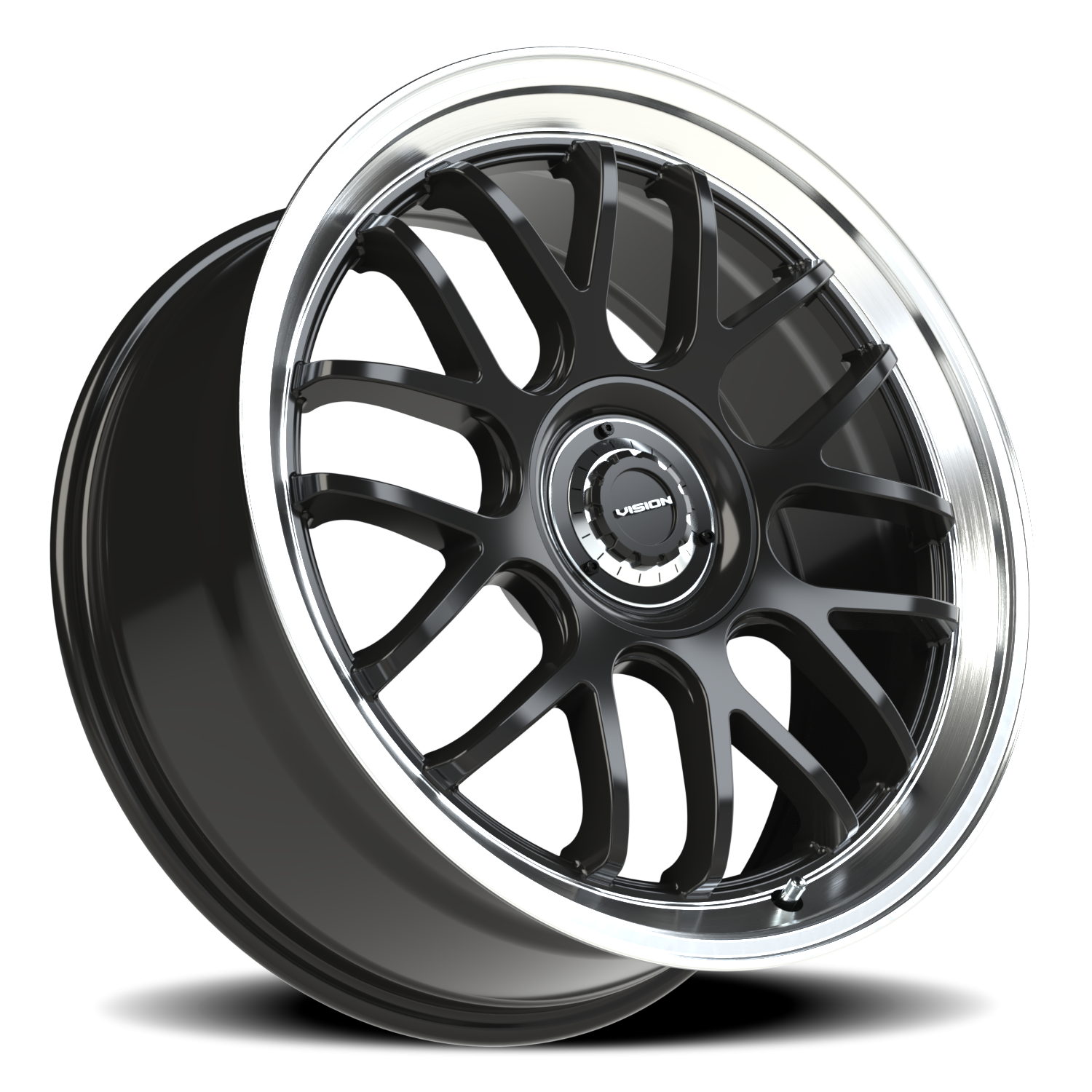 Vision Wheel 478 Gloss Black Brushed Lip 20x8.5 +35 5x100mm 73.1mm - Wheelwiz