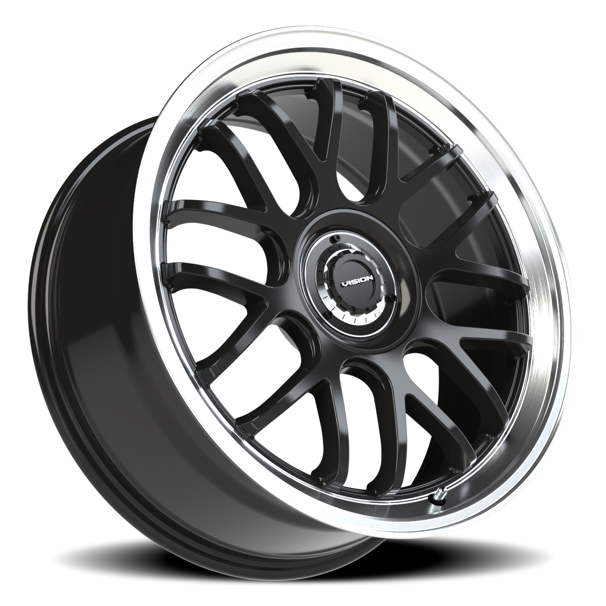 Vision Wheel 478 Gloss Black Brushed Lip 20x8.5 +35 5x112mm 72.6mm - Wheelwiz