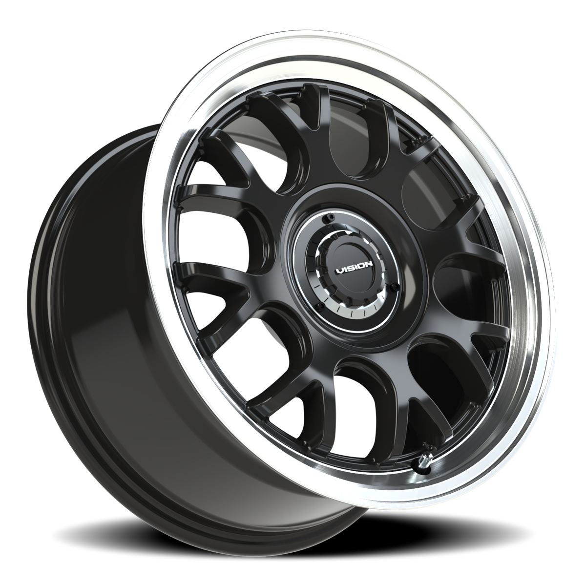 Vision Wheel 478 Gloss Black Brushed Lip 16x8 +38 5x100mm 73.1mm - Wheelwiz