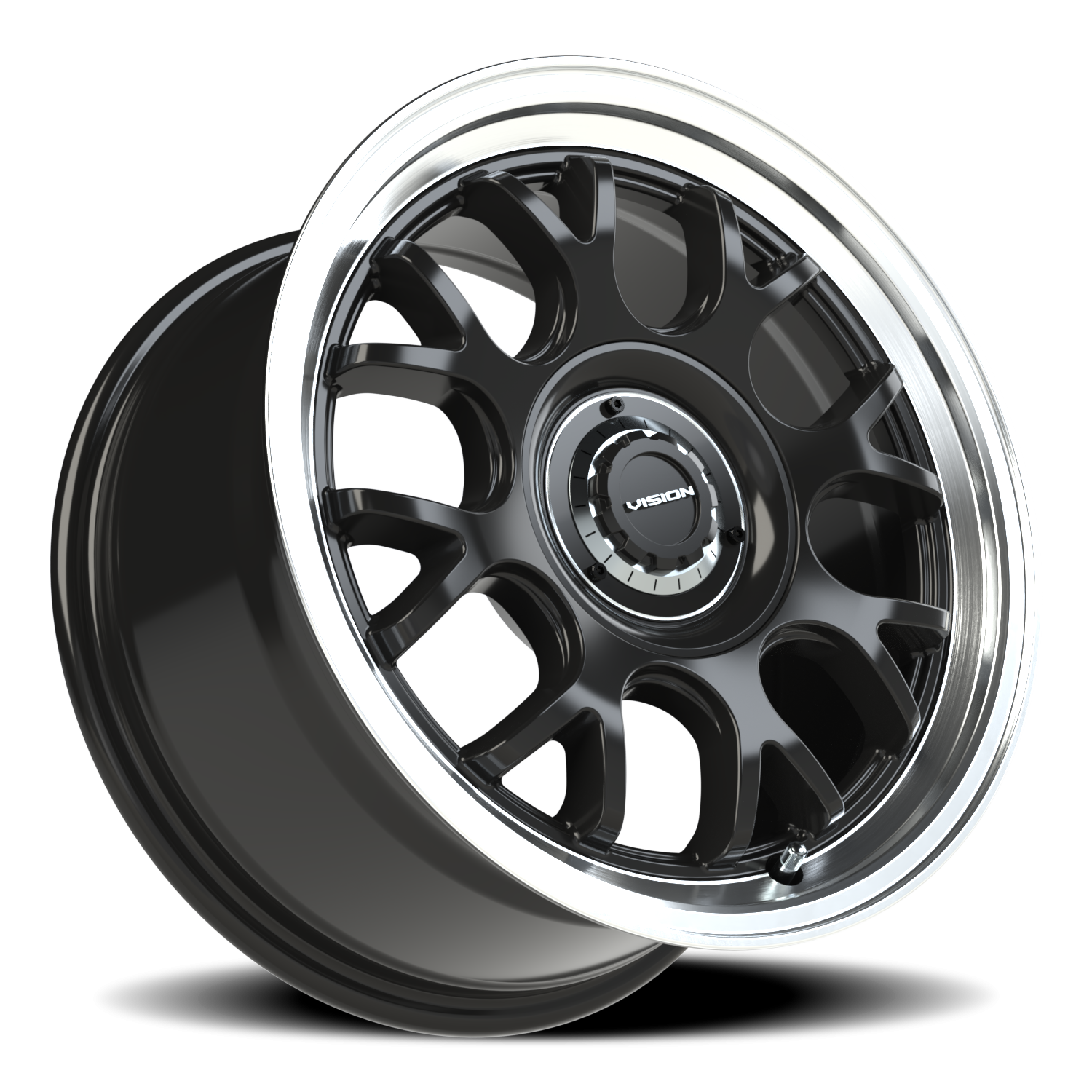 Vision Wheel 478 Gloss Black Brushed Lip 16x8 +38 5x100mm 73.1mm - Wheelwiz