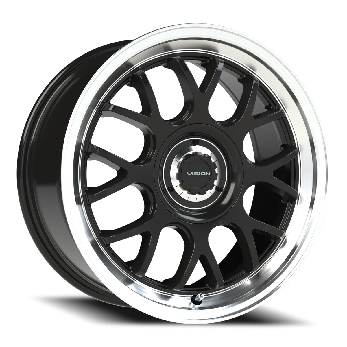 Vision Wheel 478 Gloss Black Brushed Lip 17x8 +38 5x108mm 73.1mm - Wheelwiz