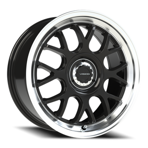 Vision Wheel 478 Gloss Black Brushed Lip 17x8 +38 5x114.3mm 73.1mm - Wheelwiz
