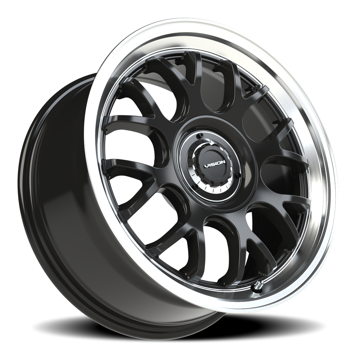 Vision Wheel 478 Gloss Black Brushed Lip 17x8 +38 5x114.3mm 73.1mm - Wheelwiz