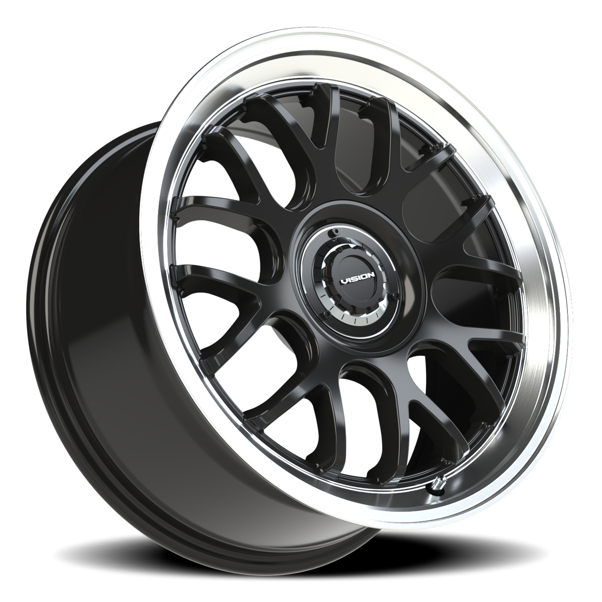 Vision Wheel 478 Gloss Black Brushed Lip 18x8.5 +35 5x100mm 73.1mm - Wheelwiz