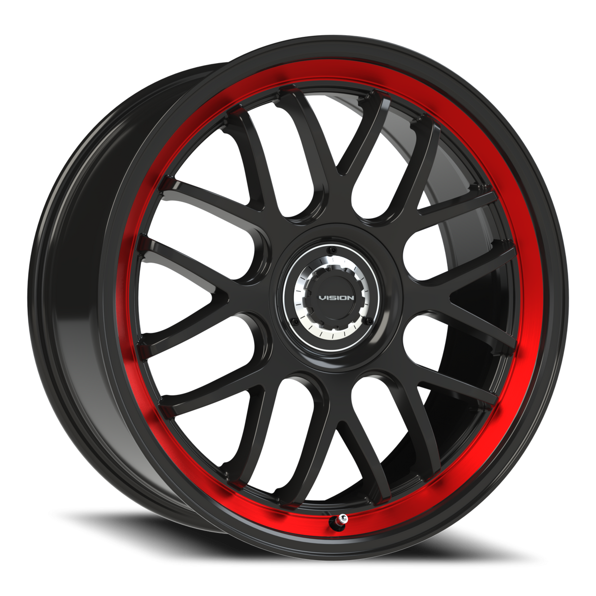 Vision Wheel 478 Gloss Black Red Tint Brushed Lip 20x8.5 +35 5x108mm 73.1mm - Wheelwiz