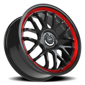 Vision Wheel 478 Gloss Black Red Tint Brushed Lip 20x8.5 +35 5x108mm 73.1mm - Wheelwiz