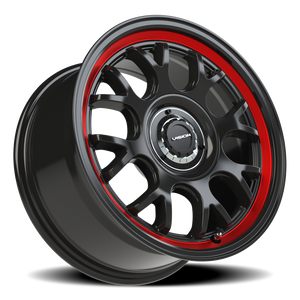 Vision Wheel 478 Gloss Black Red Tint Brushed Lip 16x8 +38 5x108mm 73.1mm - Wheelwiz