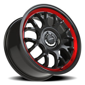 Vision Wheel 478 Gloss Black Red Tint Brushed Lip 17x8 +38 5x100mm 73.1mm - Wheelwiz