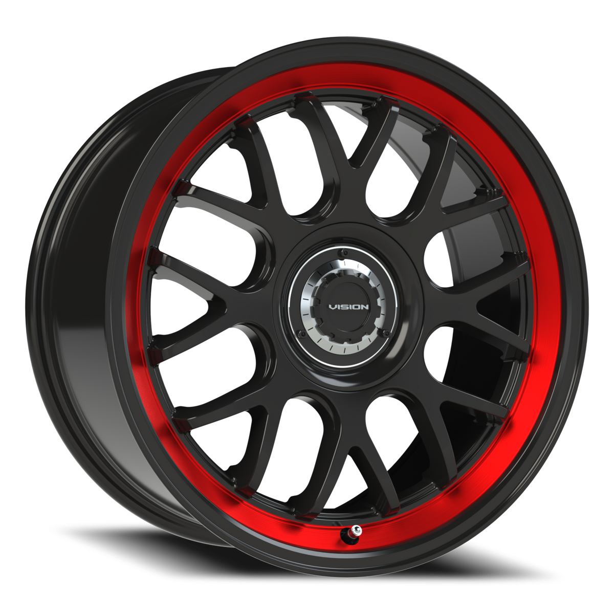 Vision Wheel 478 Gloss Black Red Tint Brushed Lip 18x8.5 +35 5x100mm 73.1mm - Wheelwiz