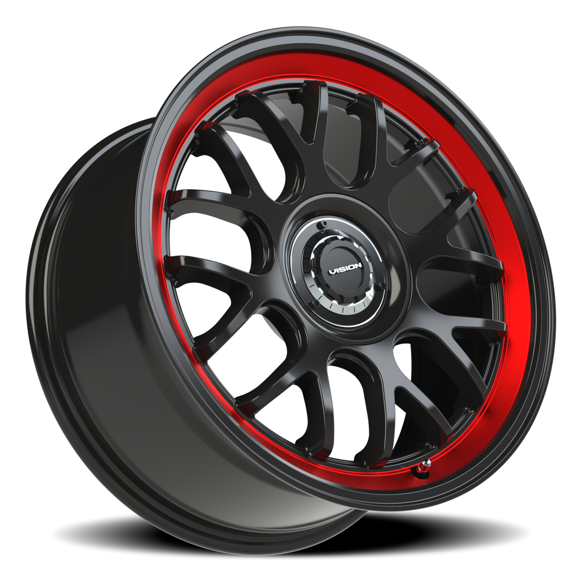 Vision Wheel 478 Gloss Black Red Tint Brushed Lip 18x8.5 +35 5x100mm 73.1mm - Wheelwiz