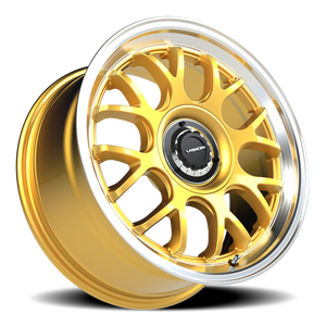 Vision Wheel 478 Gold Machined Lip 17x8 +38 5x112mm 72.6mm - Wheelwiz